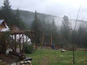 Our mountain view, and out first outdoor kitchen